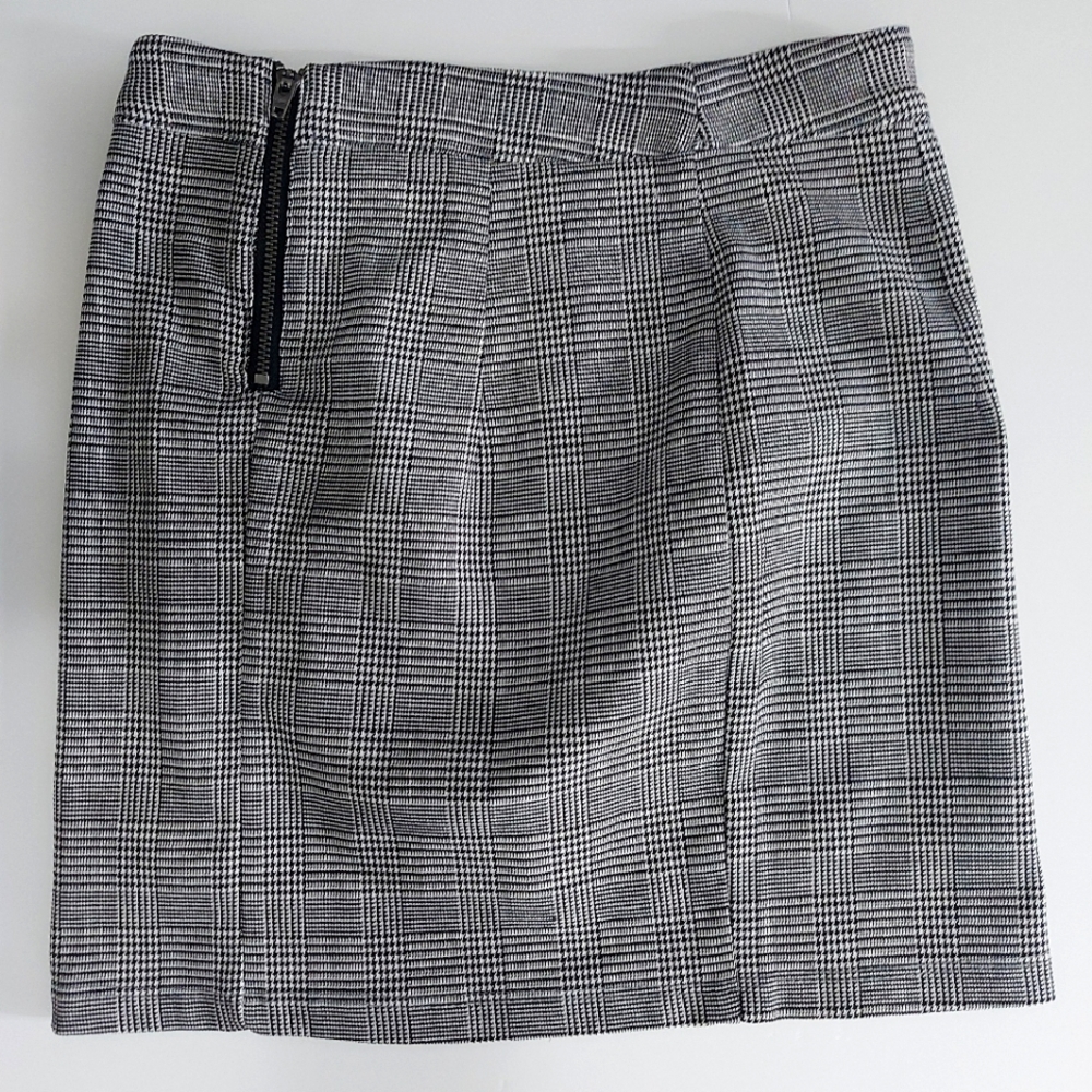 Chic Vintage Plaid Pencil Skirt Stretchy Fabric, Classic Design